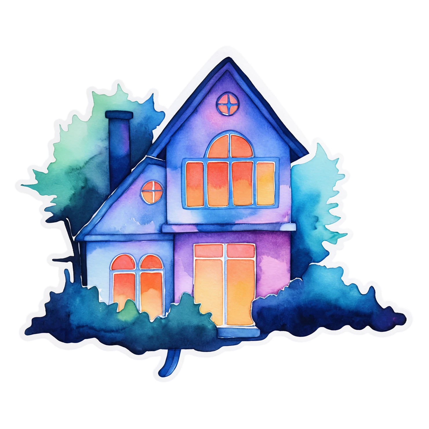House watercolor sticker isolated on transparent background #19156