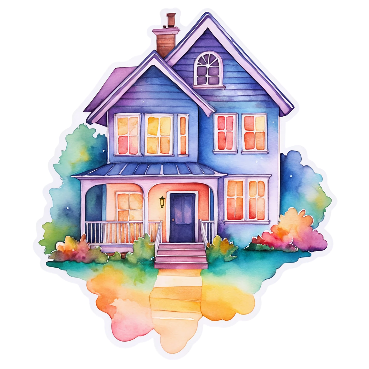 House watercolor sticker isolated on transparent background #19159