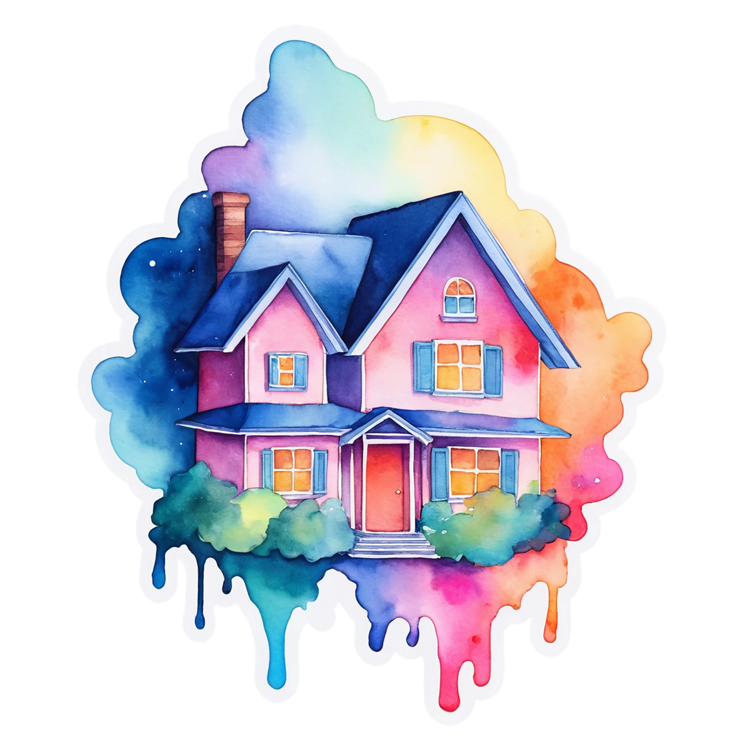 House watercolor sticker isolated on transparent background #19160