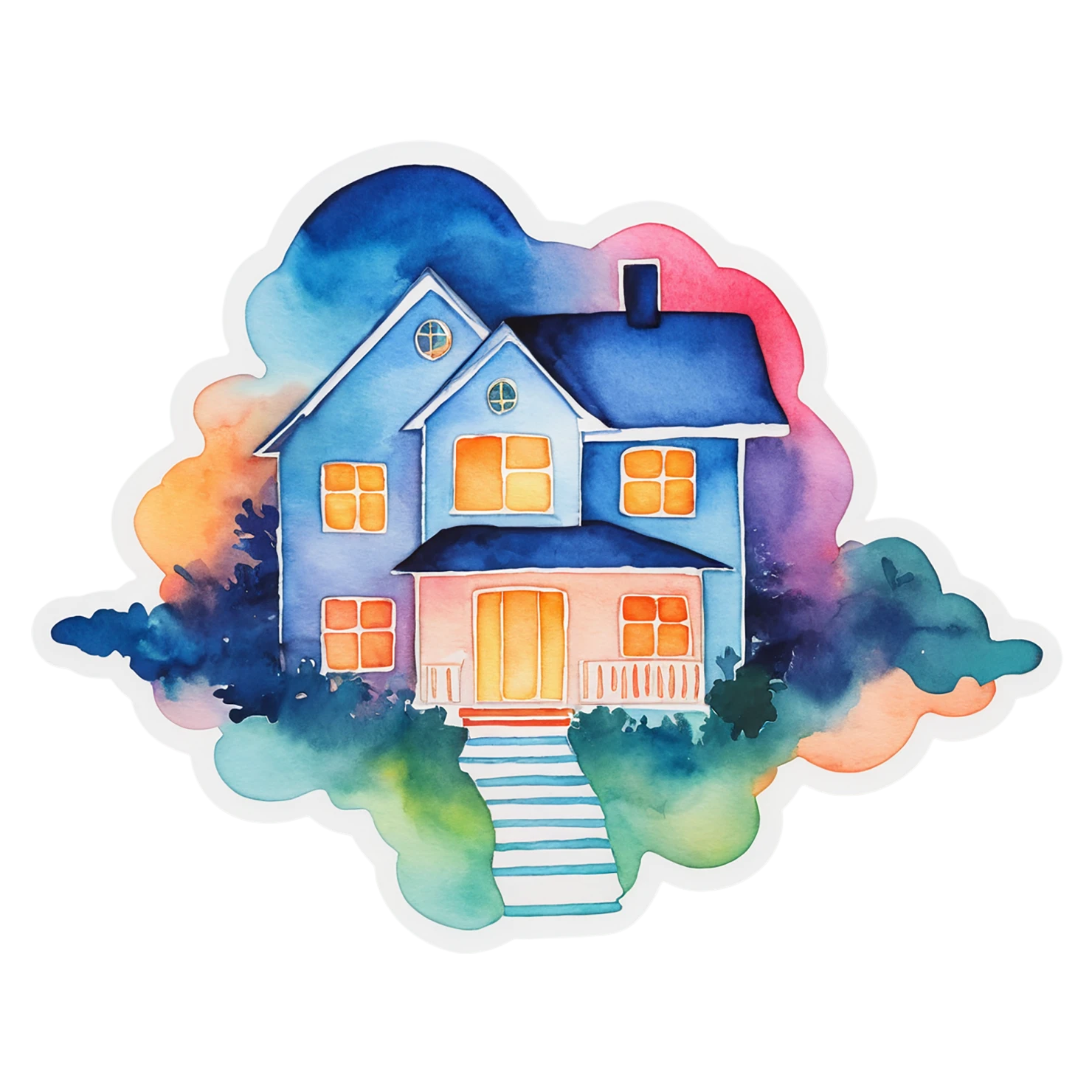 House watercolor sticker isolated on transparent background #19164