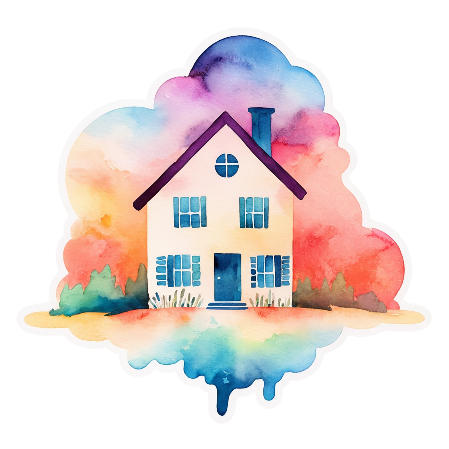 House watercolor sticker isolated on transparent background #19171