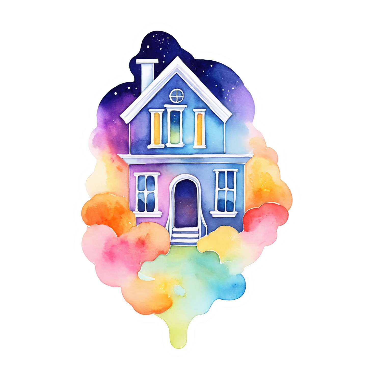 House watercolor sticker isolated on transparent background #19172