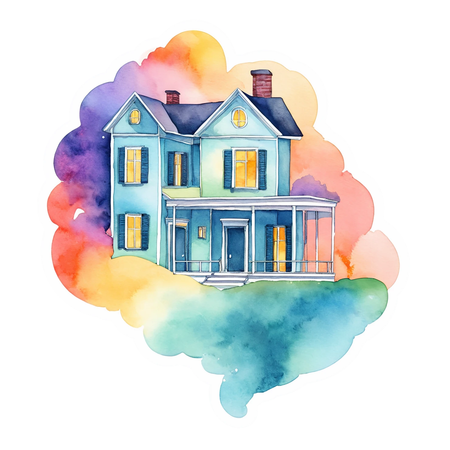 House watercolor sticker isolated on transparent background #19173