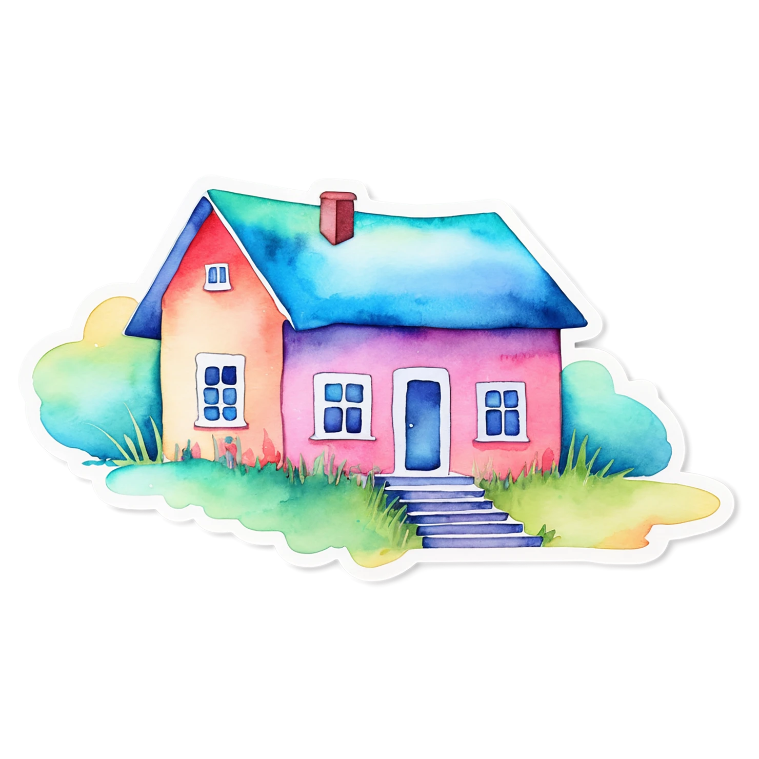 House watercolor sticker isolated on transparent background #19174