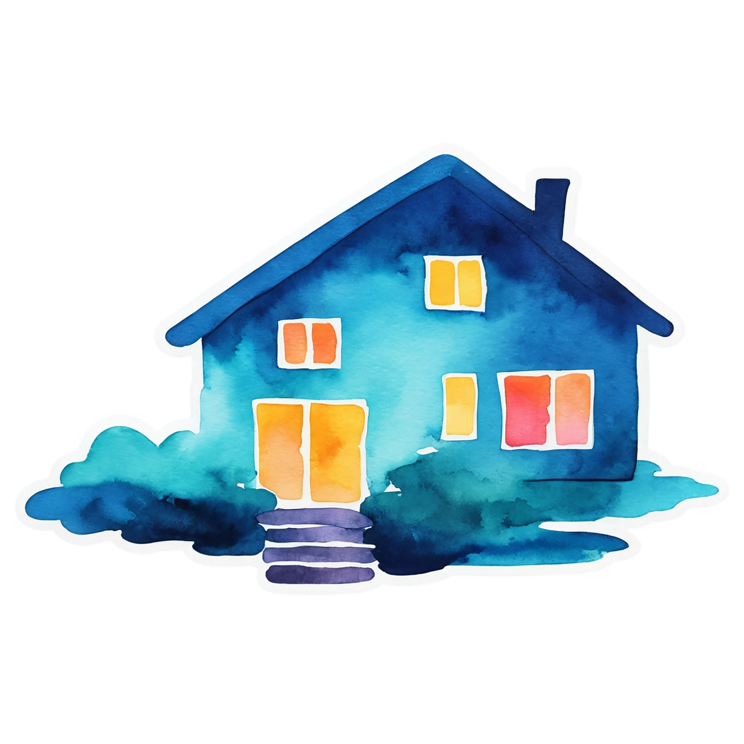 House watercolor sticker isolated on transparent background #19175
