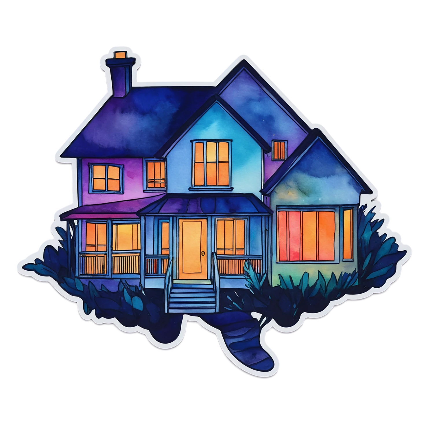 House watercolor sticker isolated on transparent background #19181