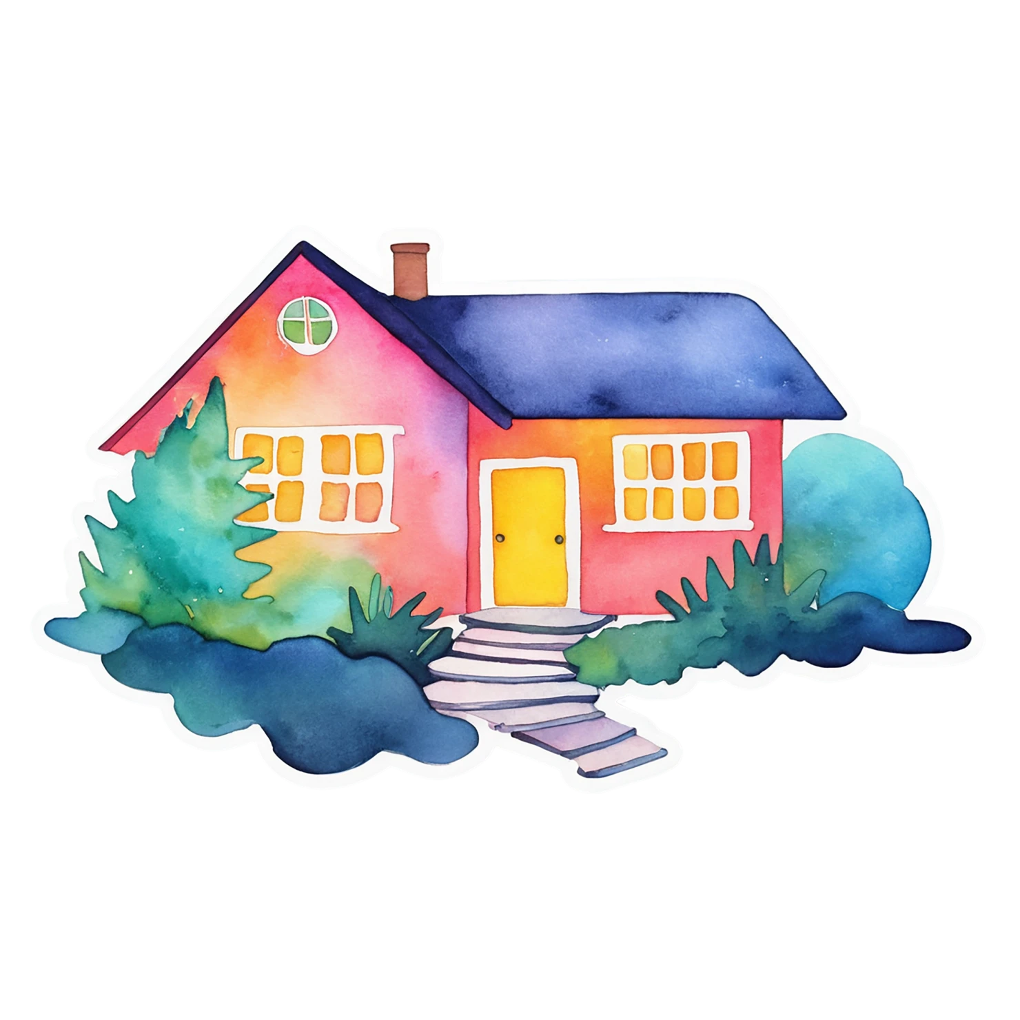House watercolor sticker isolated on transparent background #19186