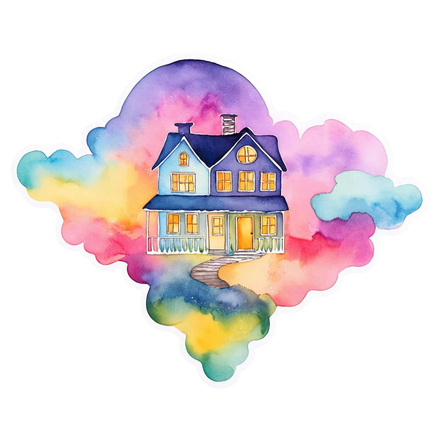 House watercolor sticker isolated on transparent background #19187