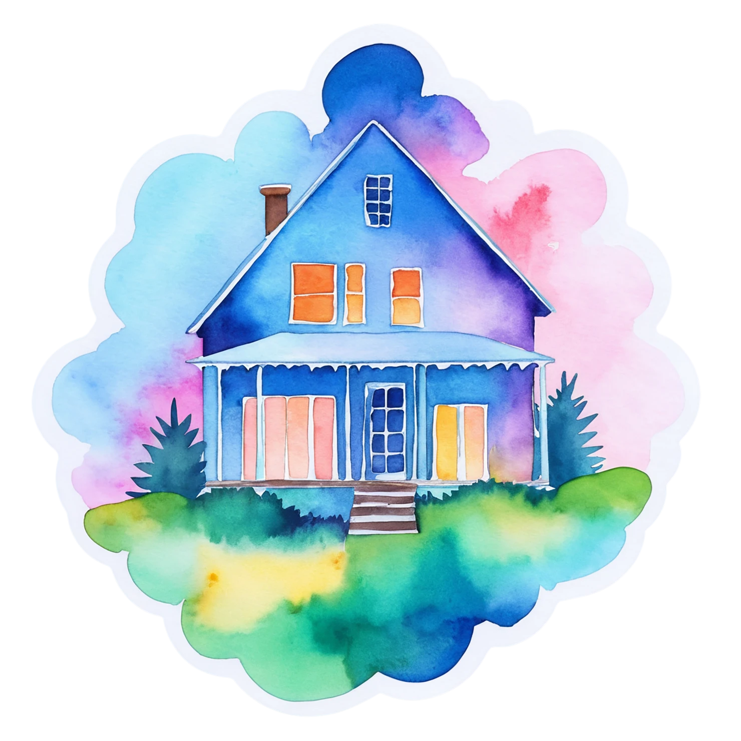 House watercolor sticker isolated on transparent background #19188