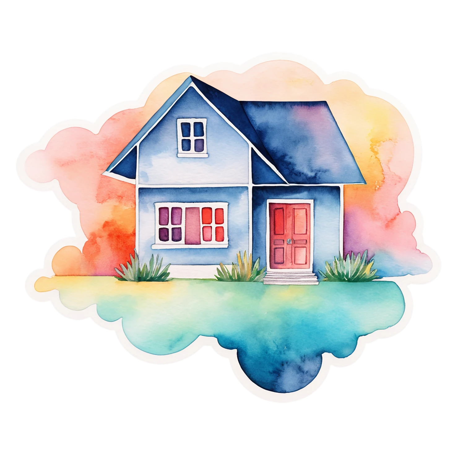 House watercolor sticker isolated on transparent background #19189