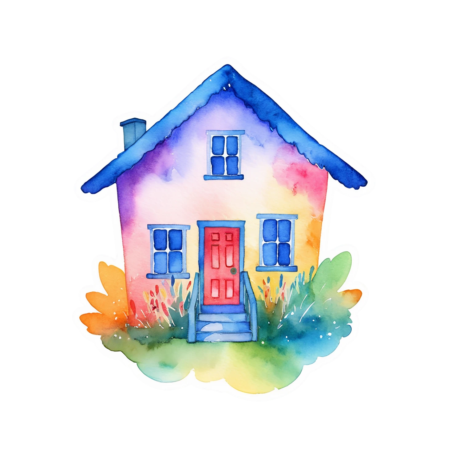 House watercolor sticker isolated on transparent background #19192