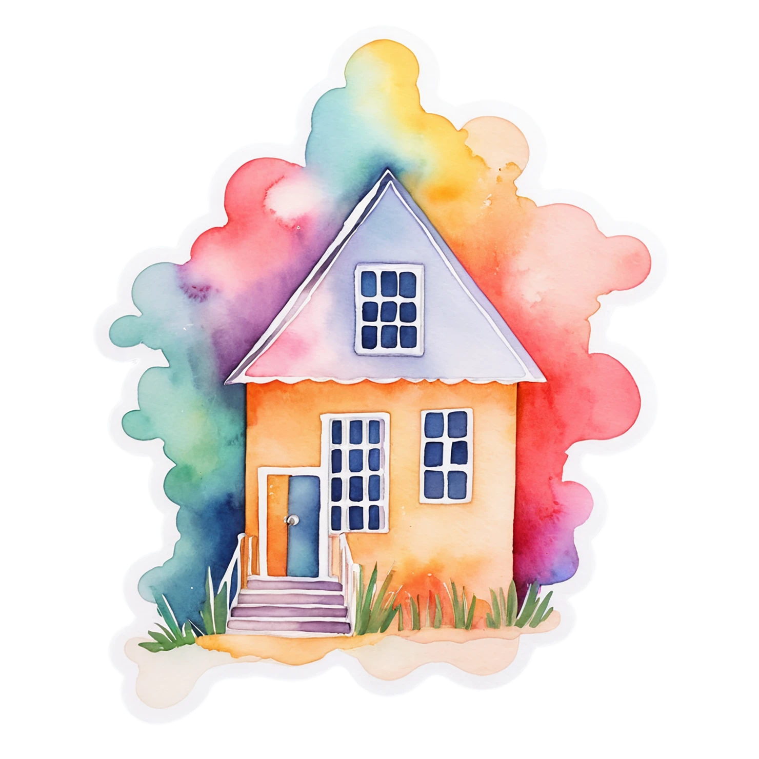 House watercolor sticker isolated on transparent background #19196