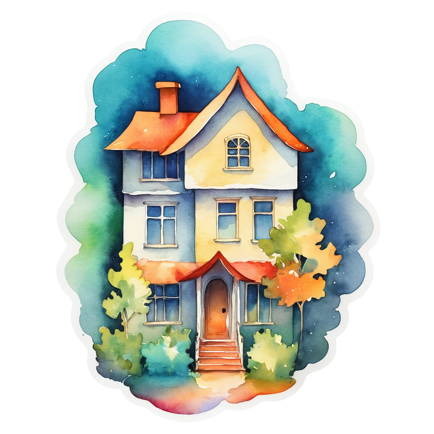 House watercolor sticker isolated on transparent background #19197
