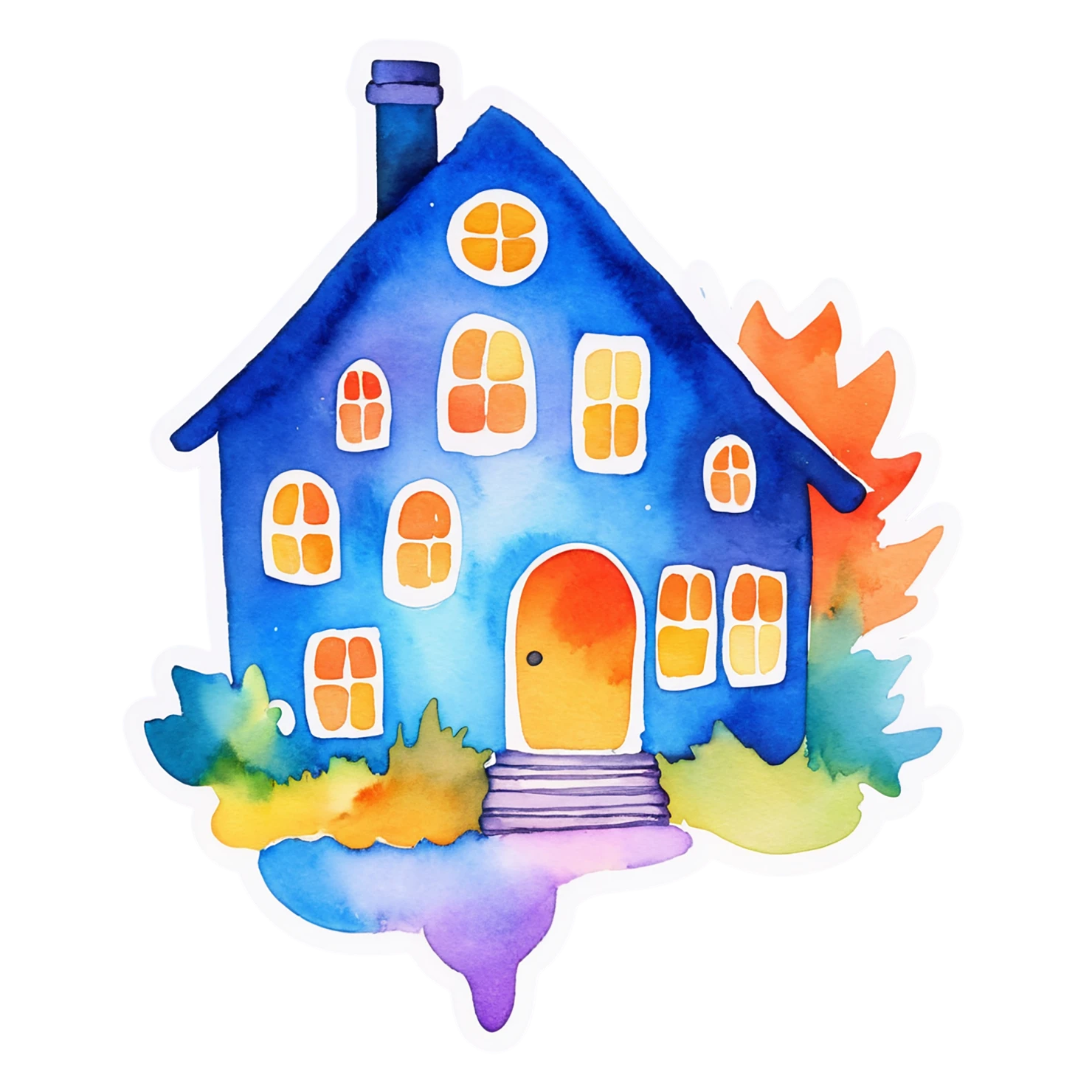 House watercolor sticker isolated on transparent background #19200