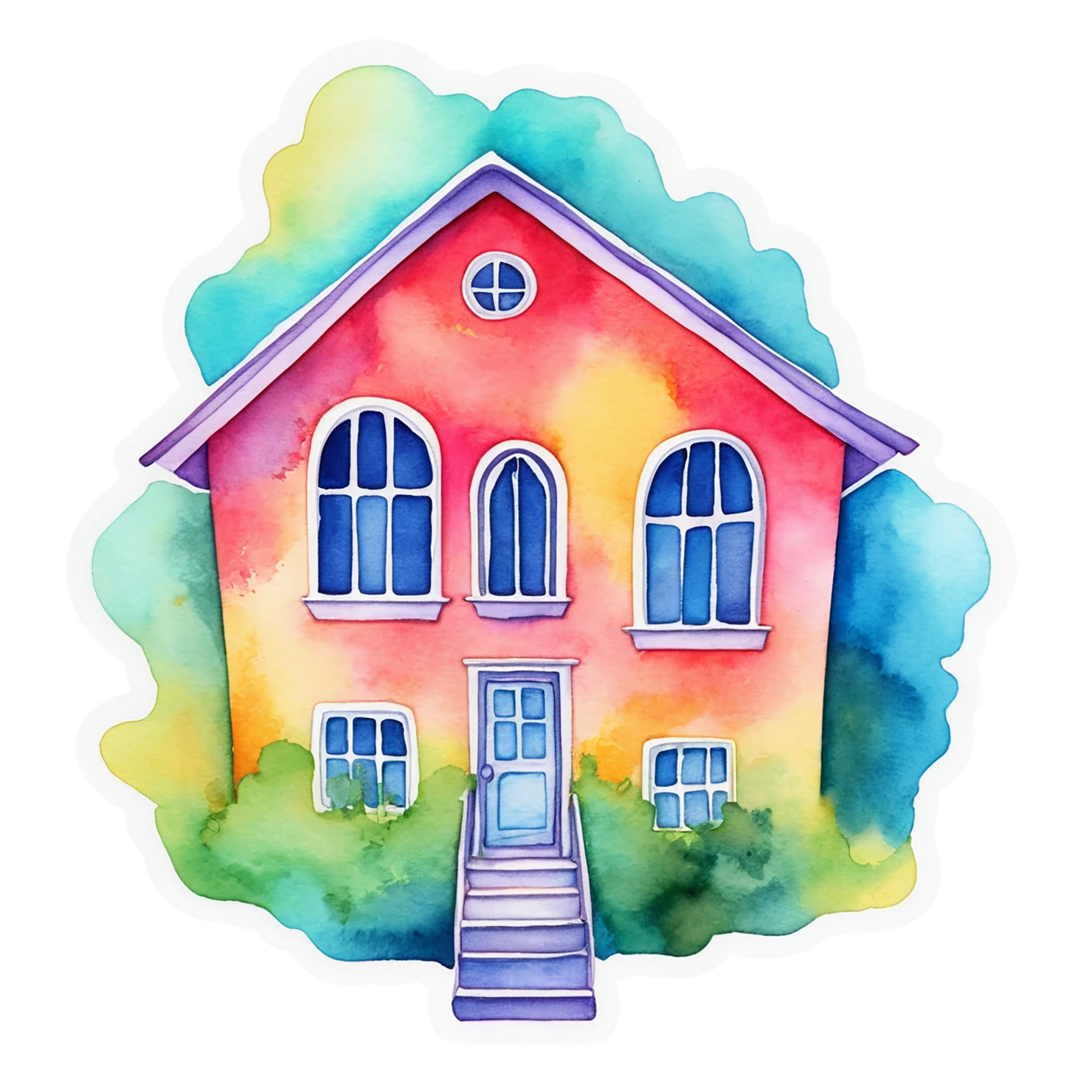 House watercolor sticker isolated on transparent background #19206