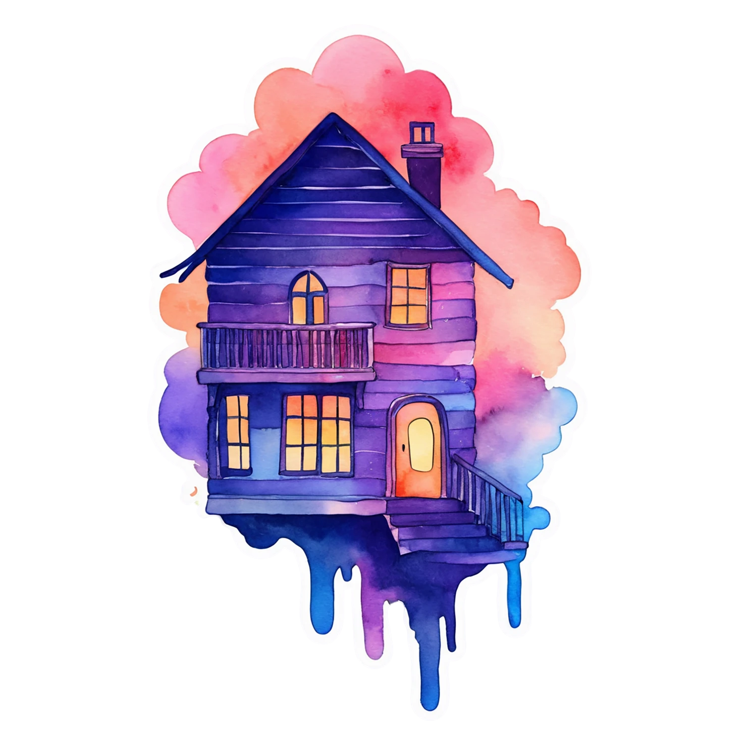 House watercolor sticker isolated on transparent background #19208
