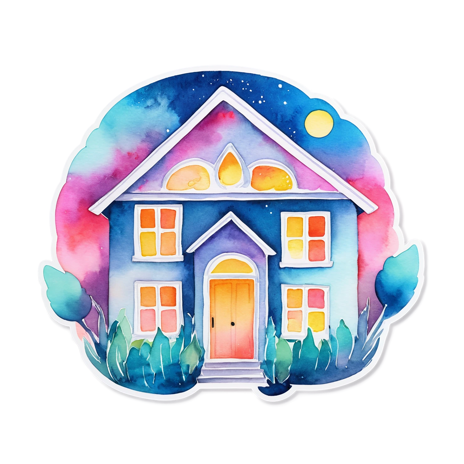 House watercolor sticker isolated on transparent background #19210