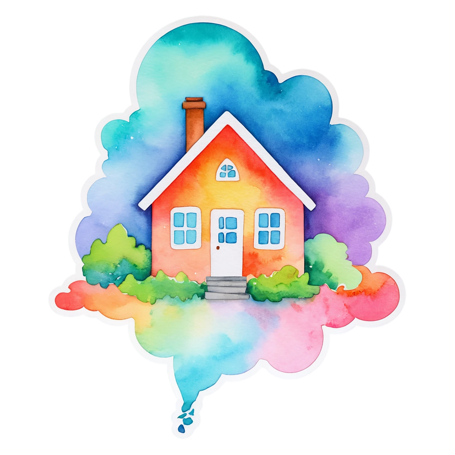 House watercolor sticker isolated on transparent background #19211