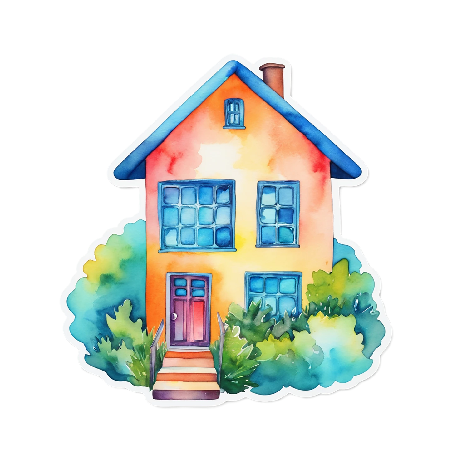 House watercolor sticker isolated on transparent background #19214
