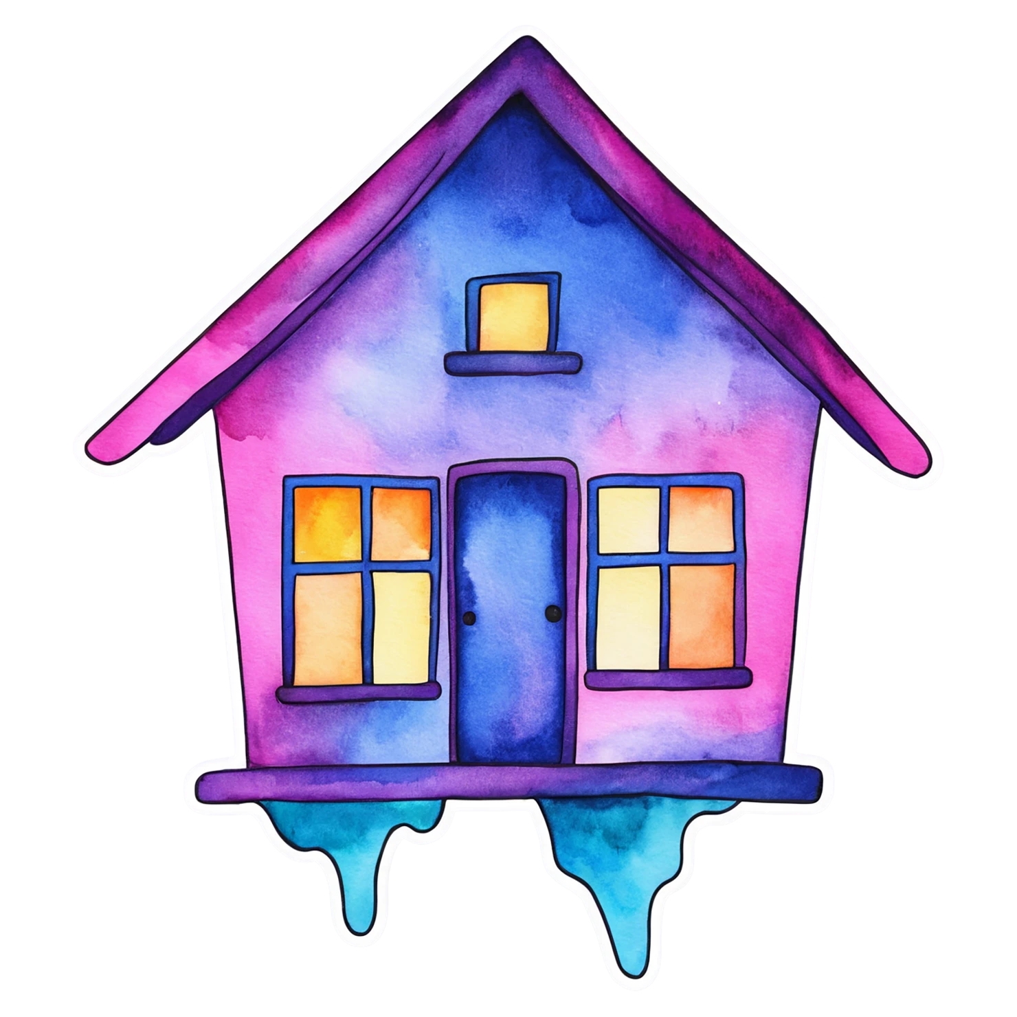 House watercolor sticker isolated on transparent background #19215