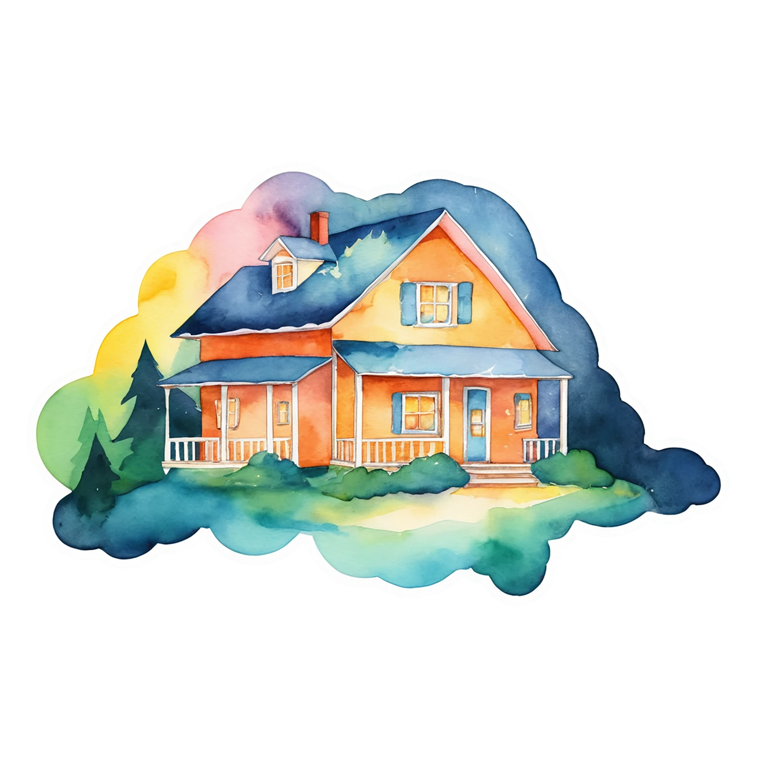 House watercolor sticker isolated on transparent background #19217