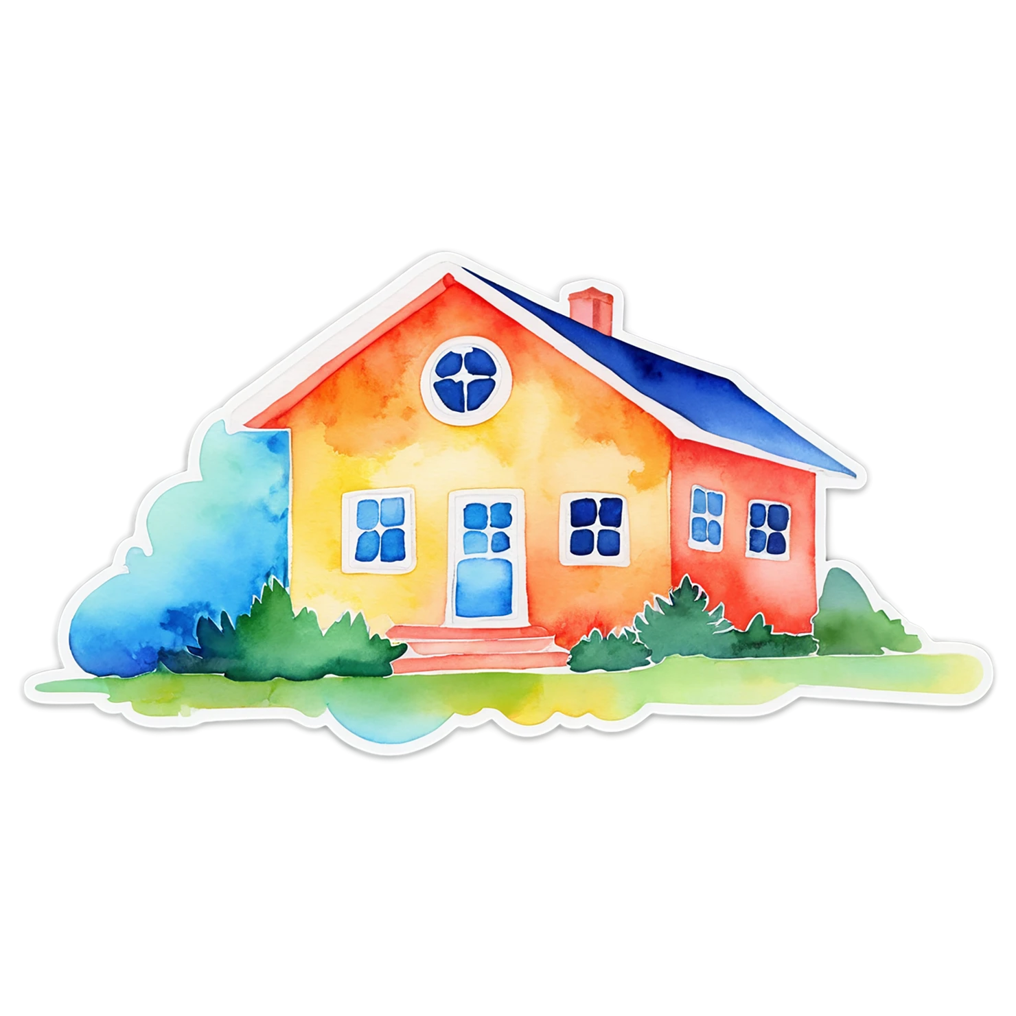 House watercolor sticker isolated on transparent background #19220