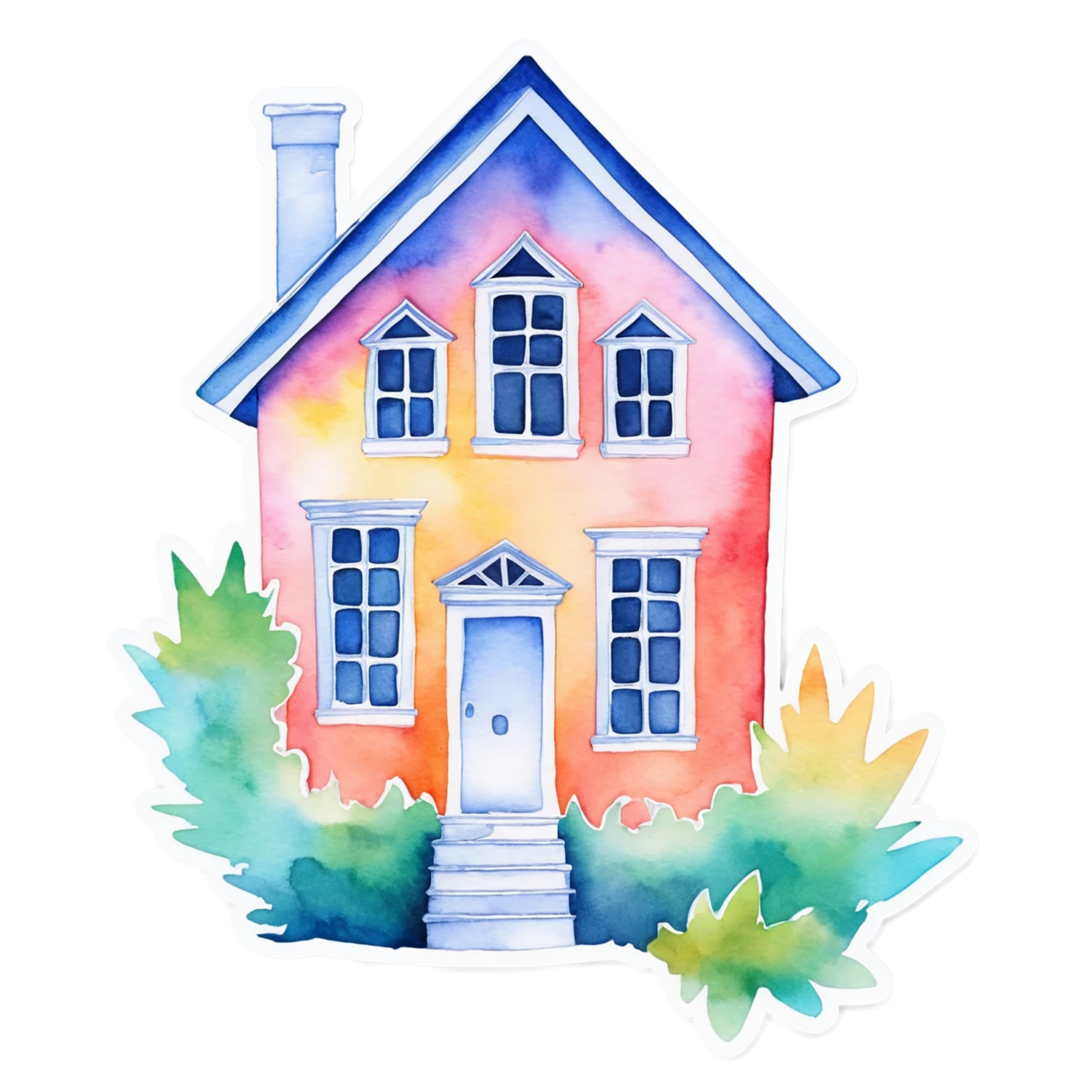 House watercolor sticker isolated on transparent background #19222