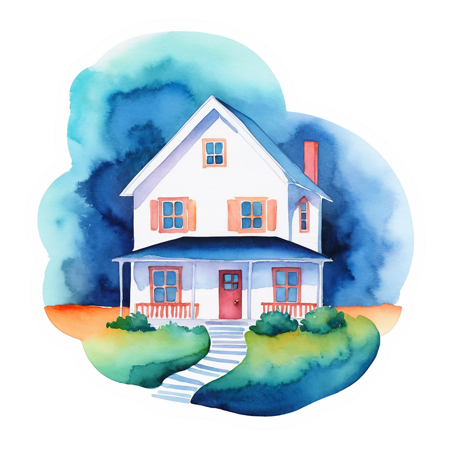 House watercolor sticker isolated on transparent background #19225