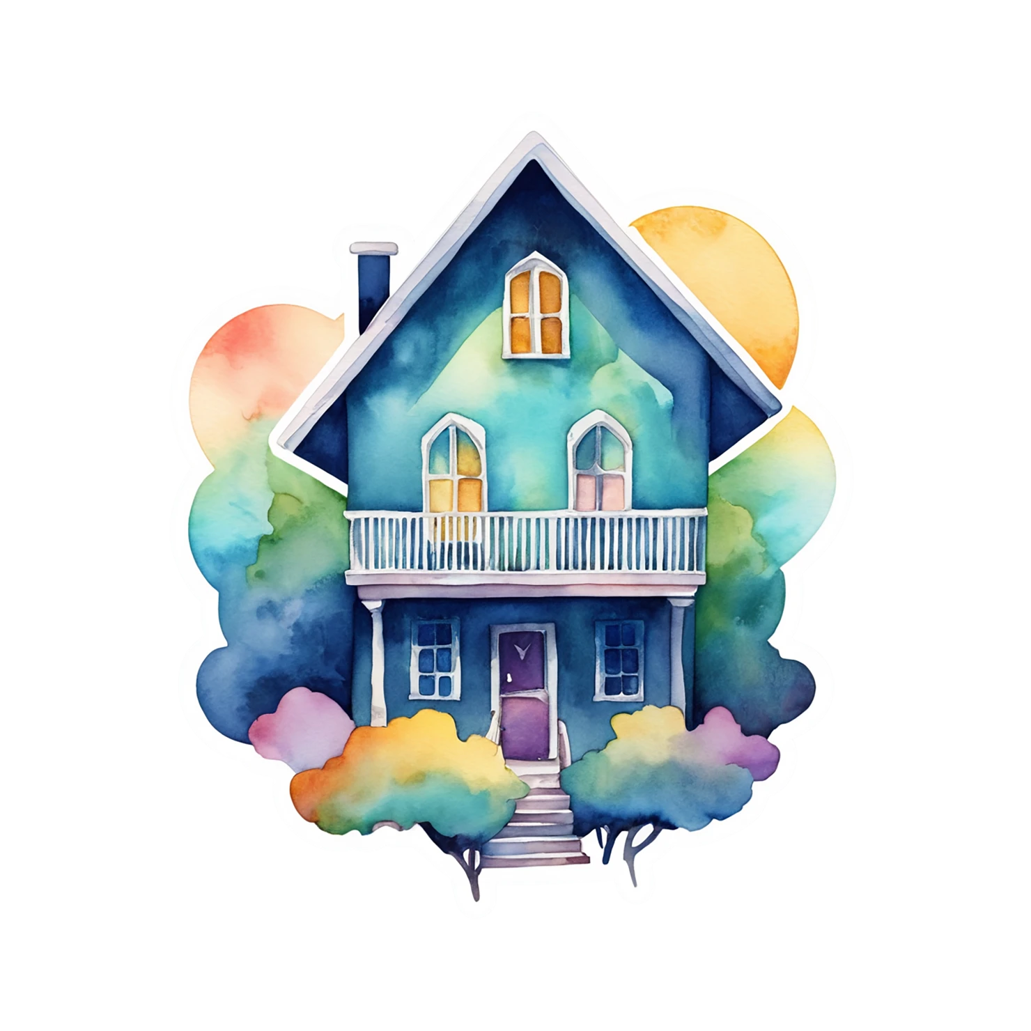 House watercolor sticker isolated on transparent background #19226