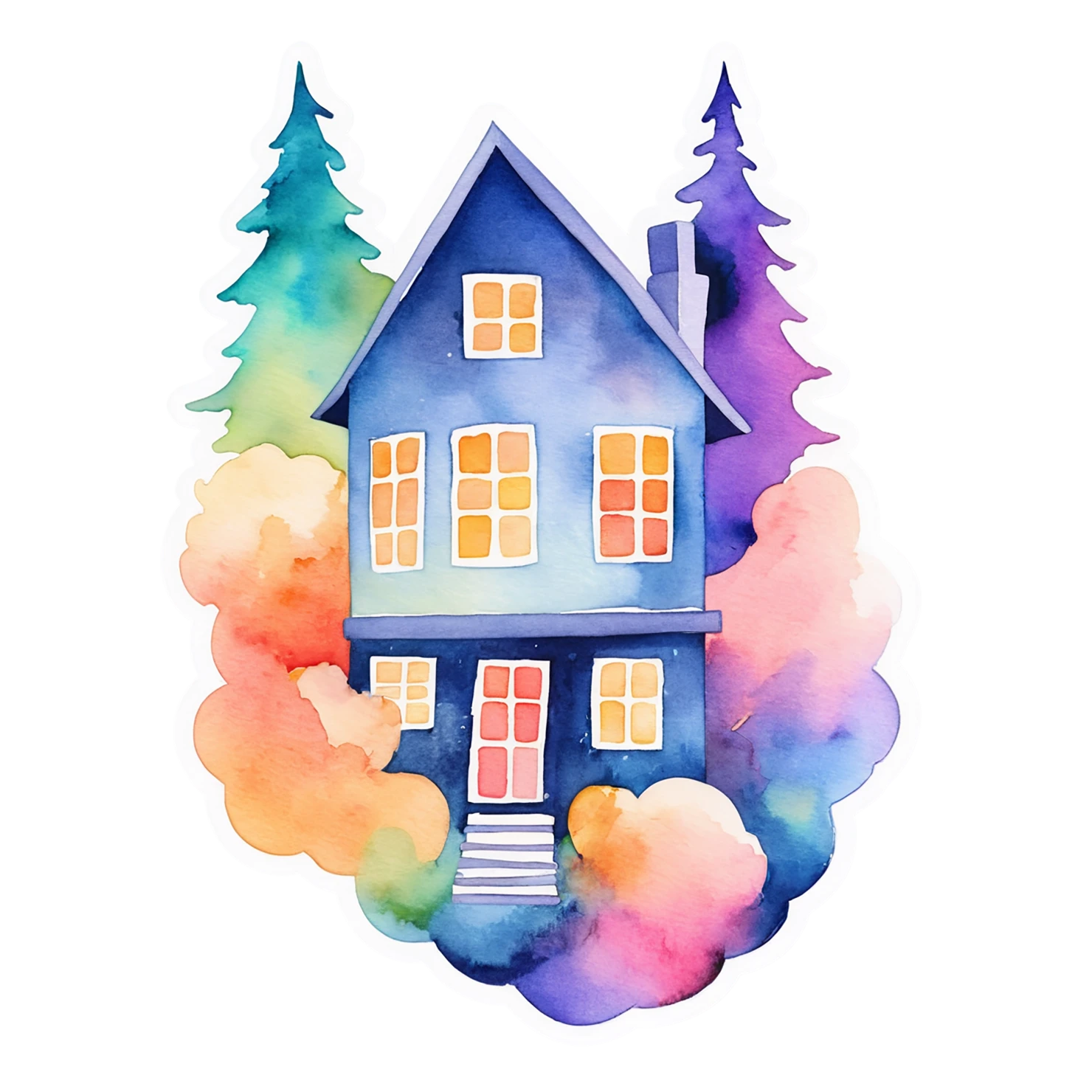 House watercolor sticker isolated on transparent background #19227