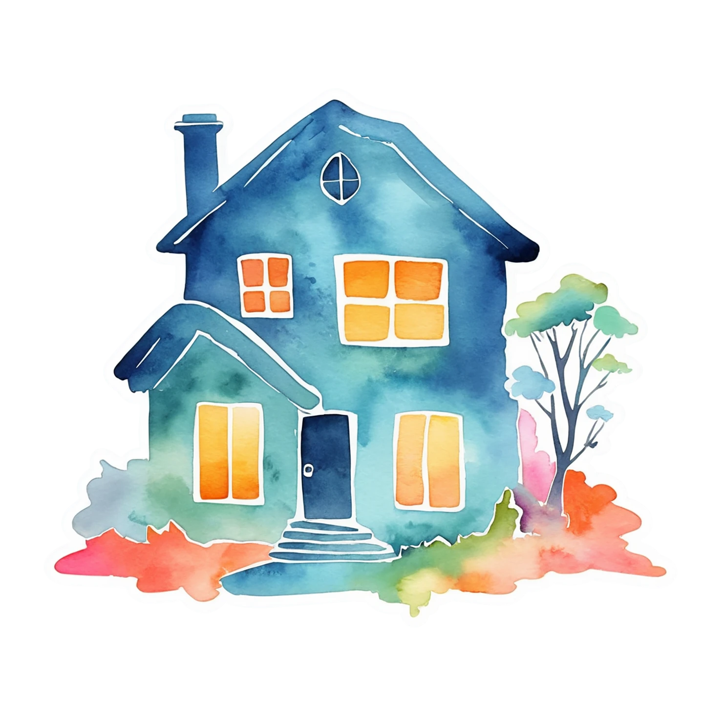 House watercolor sticker isolated on transparent background #19228