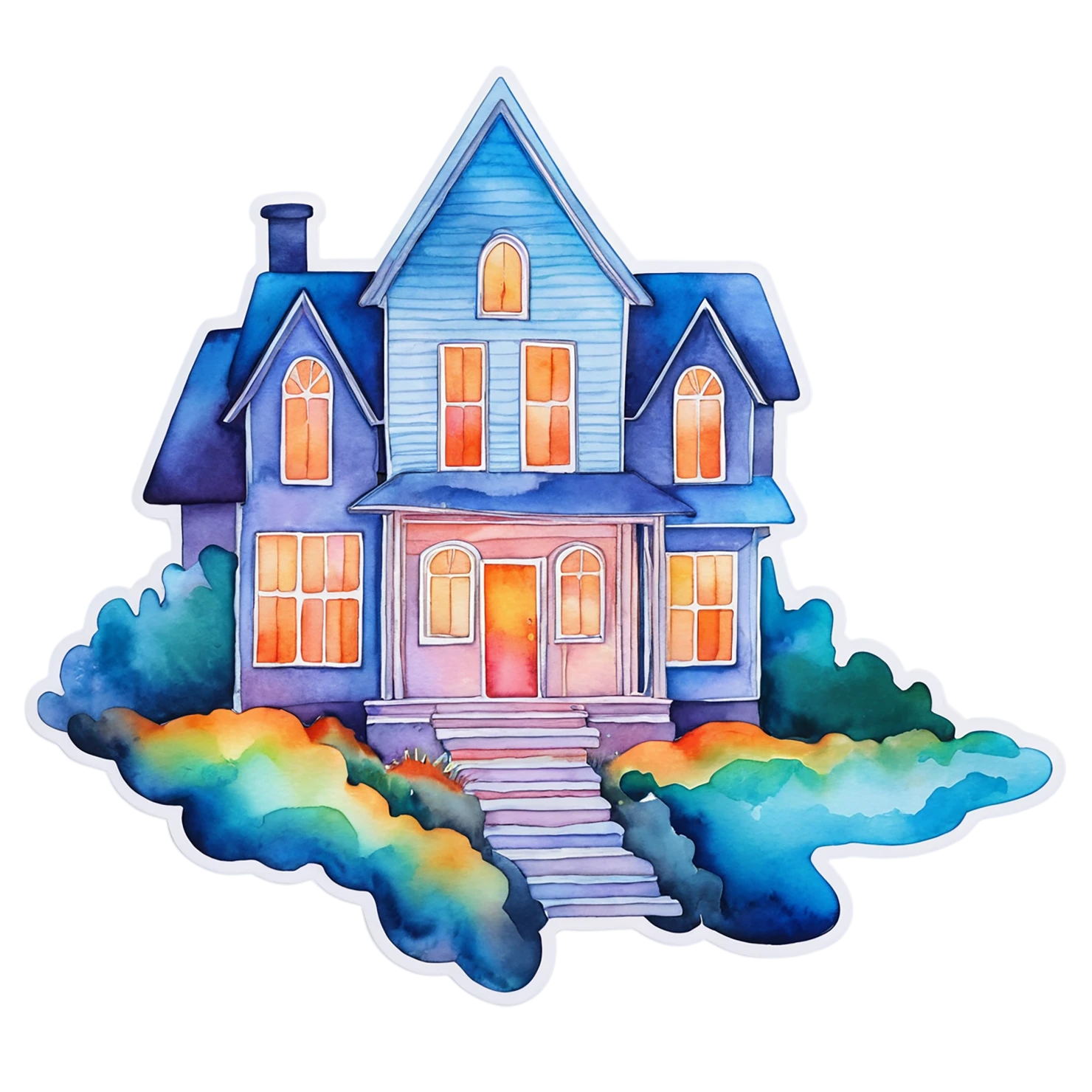 House watercolor sticker isolated on transparent background #19229