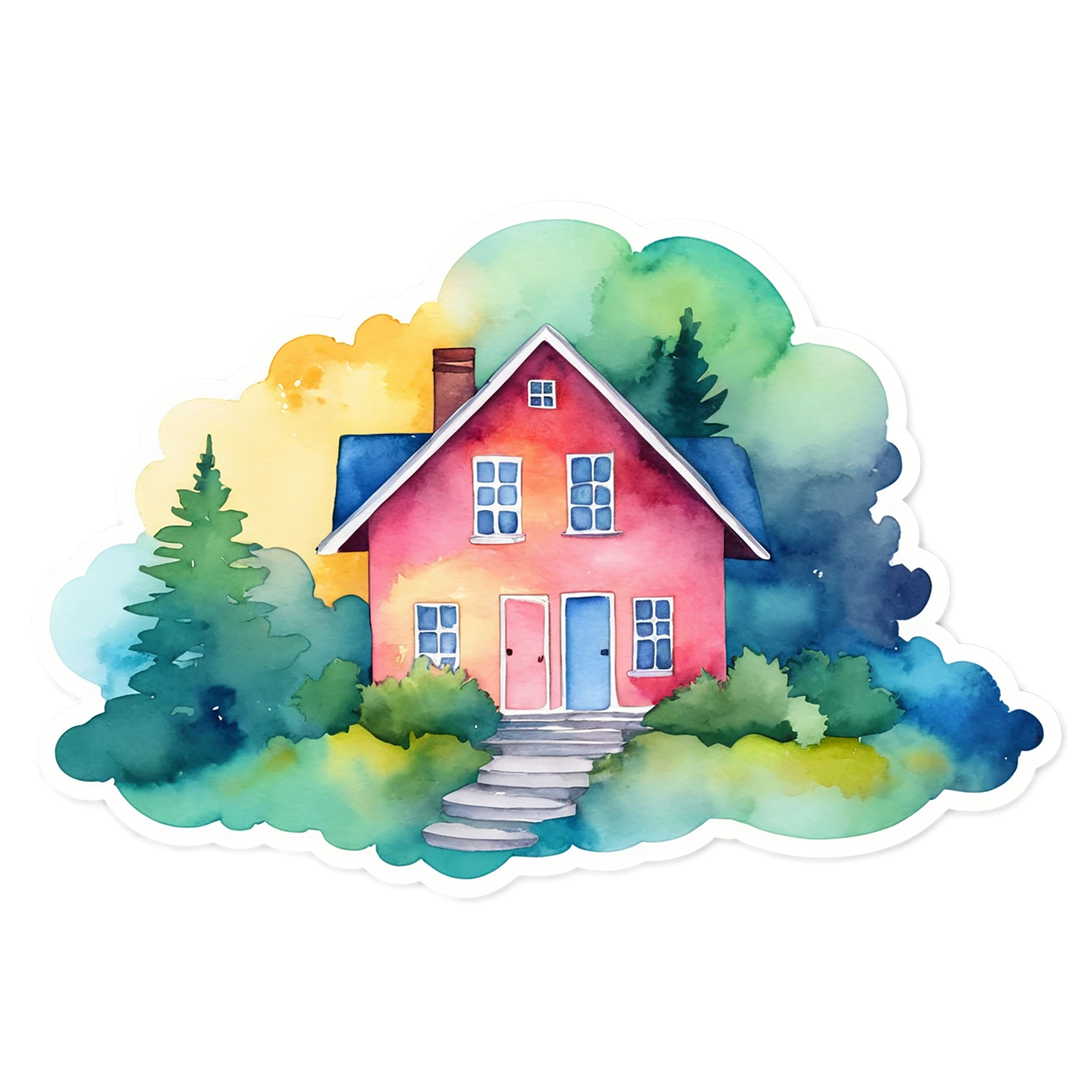 House watercolor sticker isolated on transparent background #19231