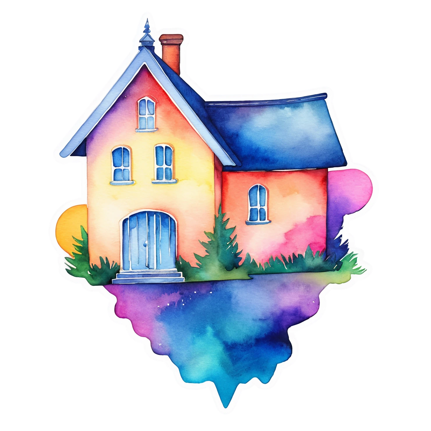 House watercolor sticker isolated on transparent background #19236