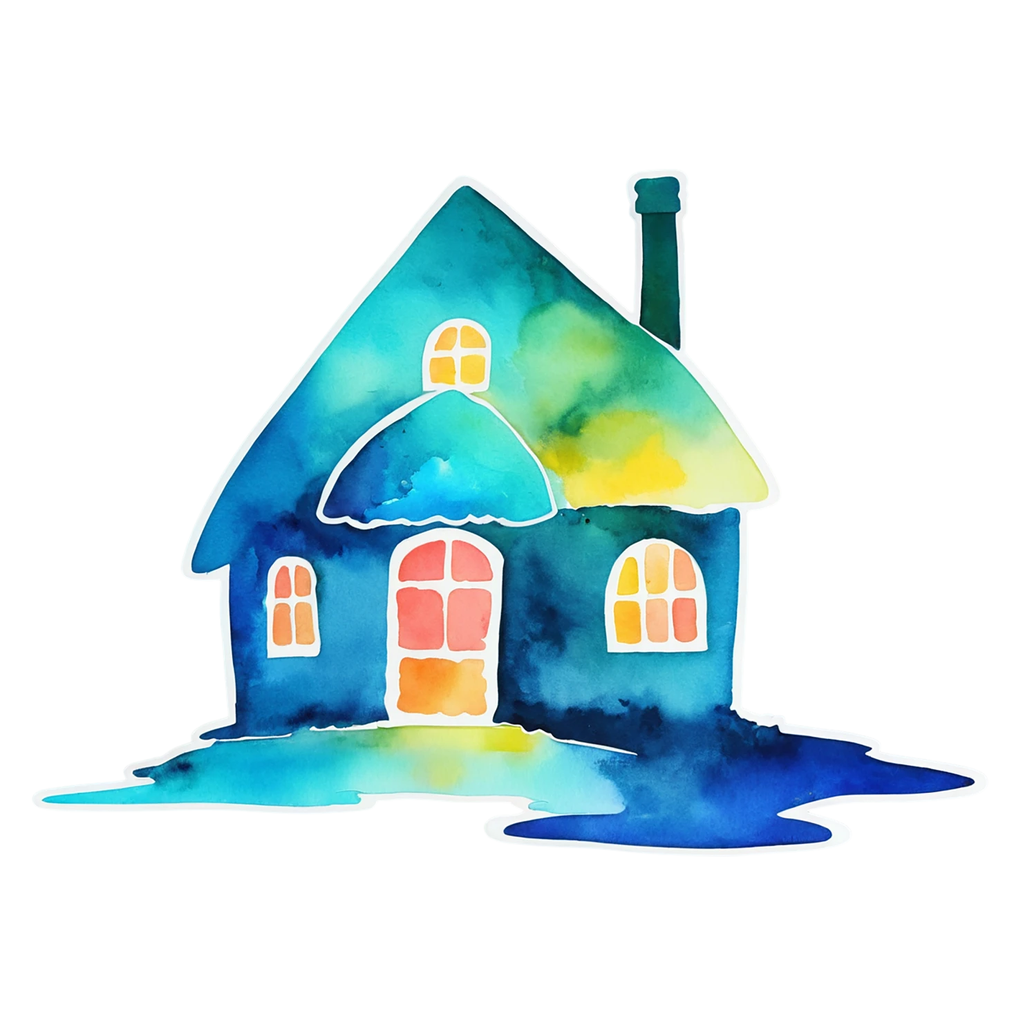 House watercolor sticker isolated on transparent background #19244