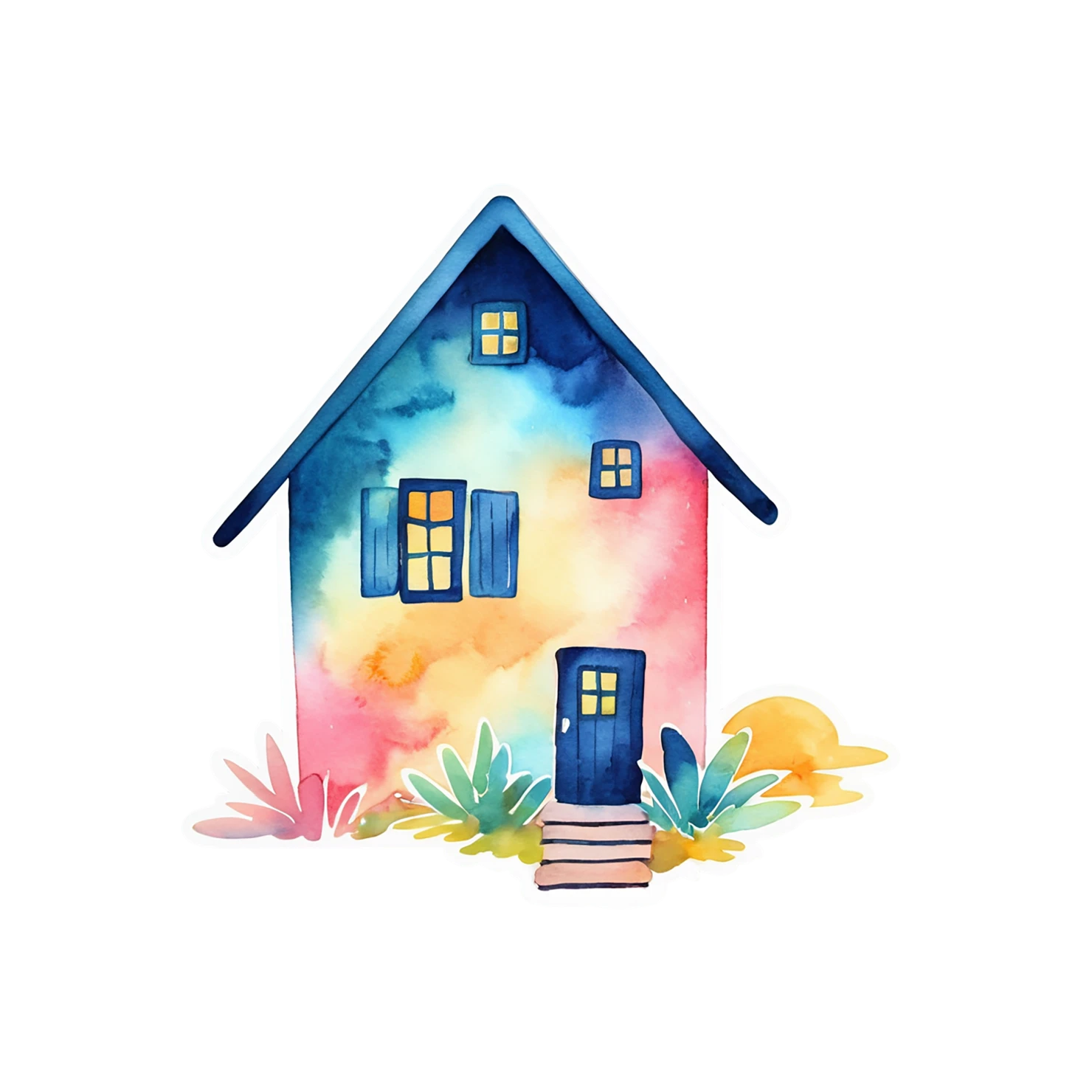 House watercolor sticker isolated on transparent background #19245