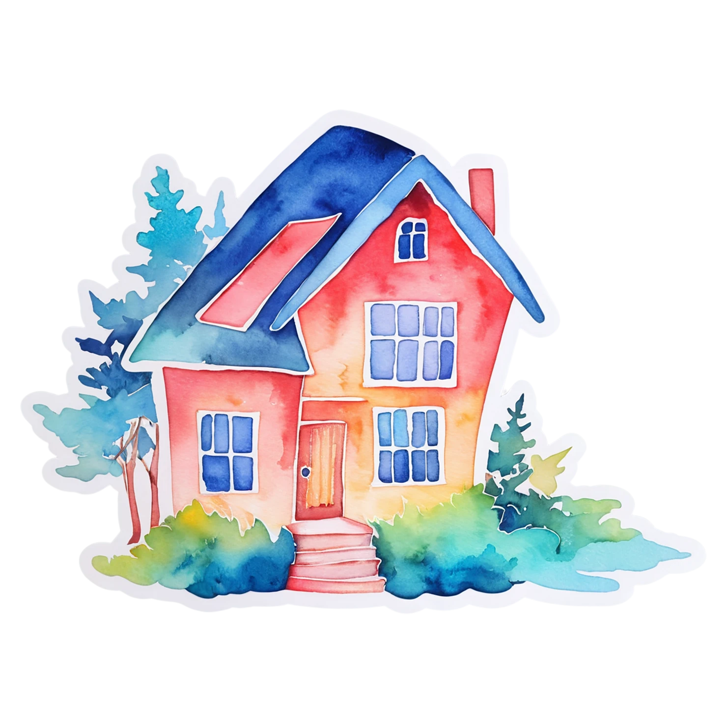 House watercolor sticker isolated on transparent background #19247