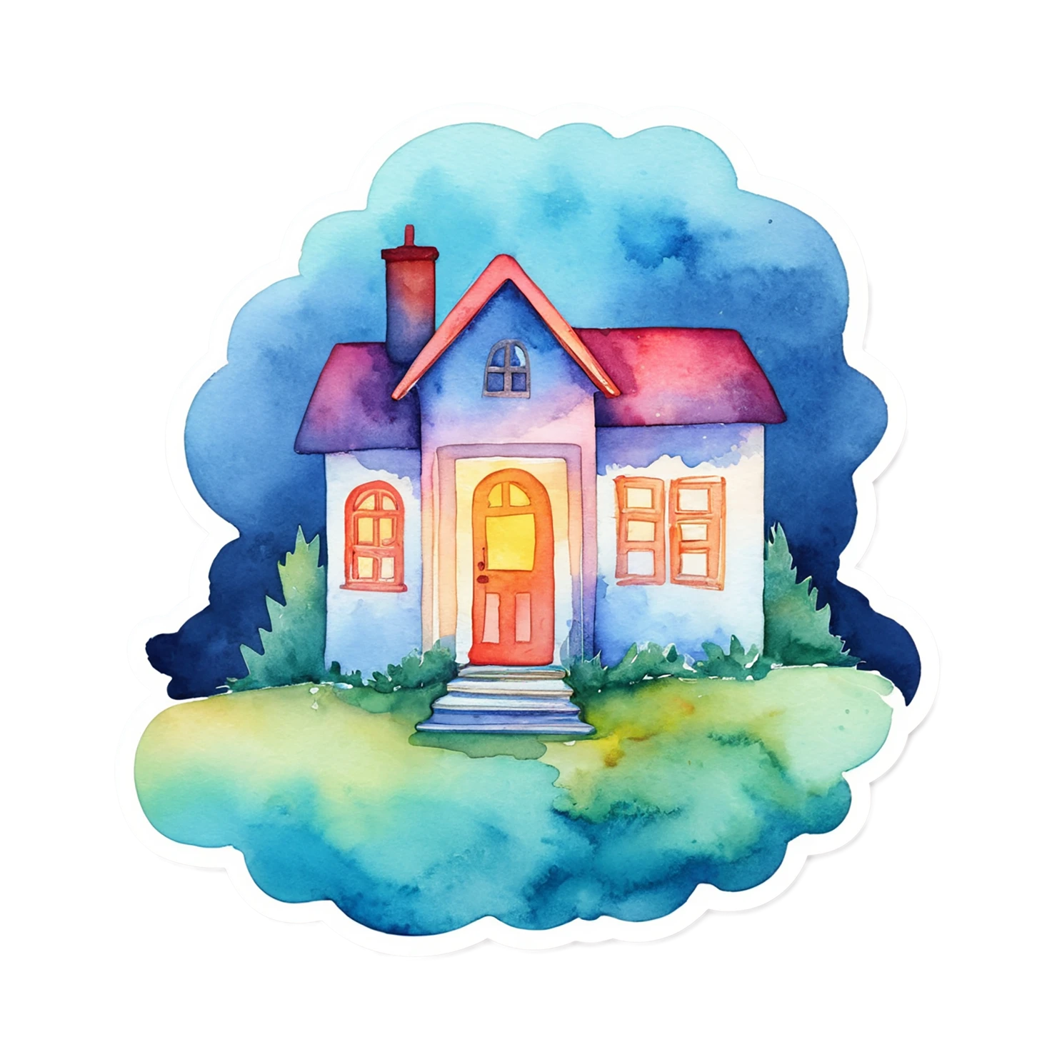 House watercolor sticker isolated on transparent background #19252