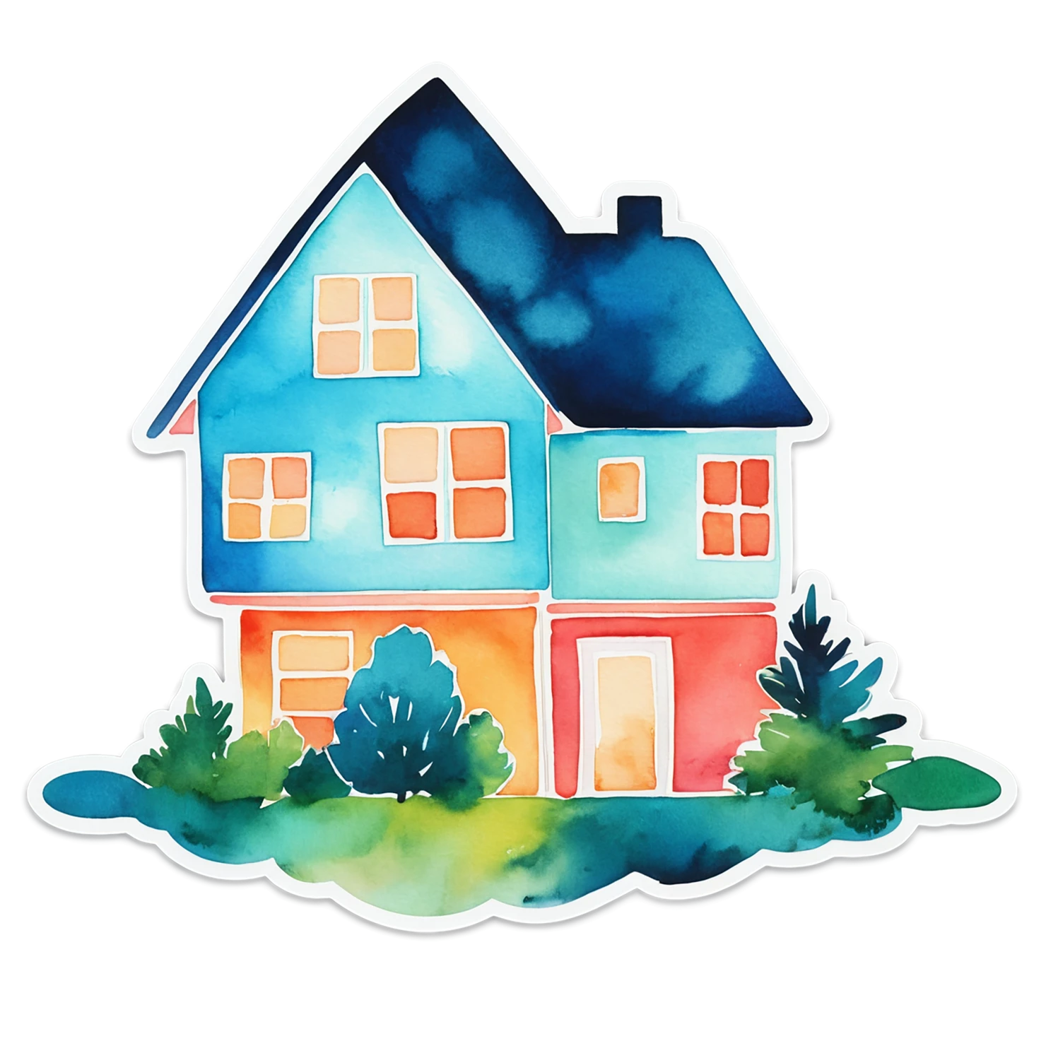 House watercolor sticker isolated on transparent background #19255