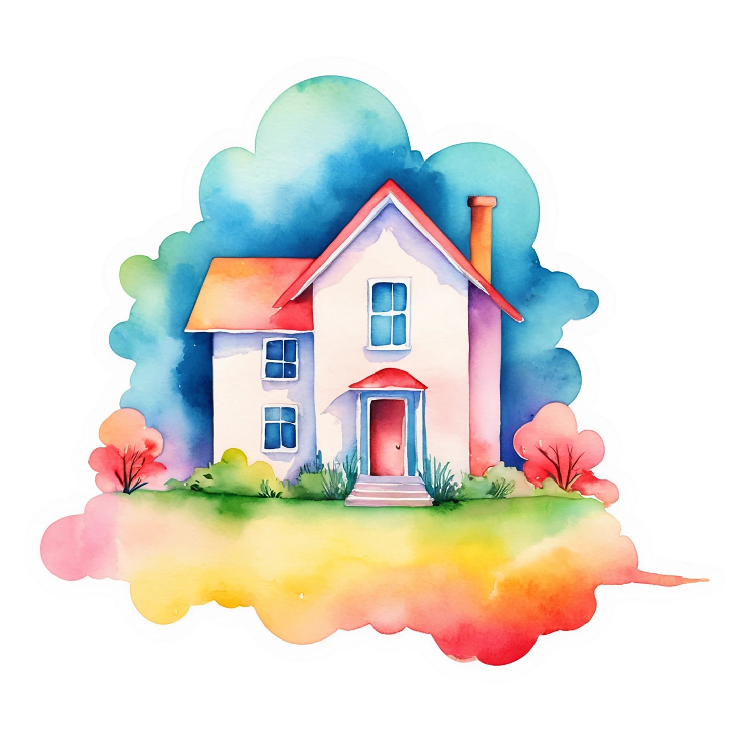 House watercolor sticker isolated on transparent background #19256