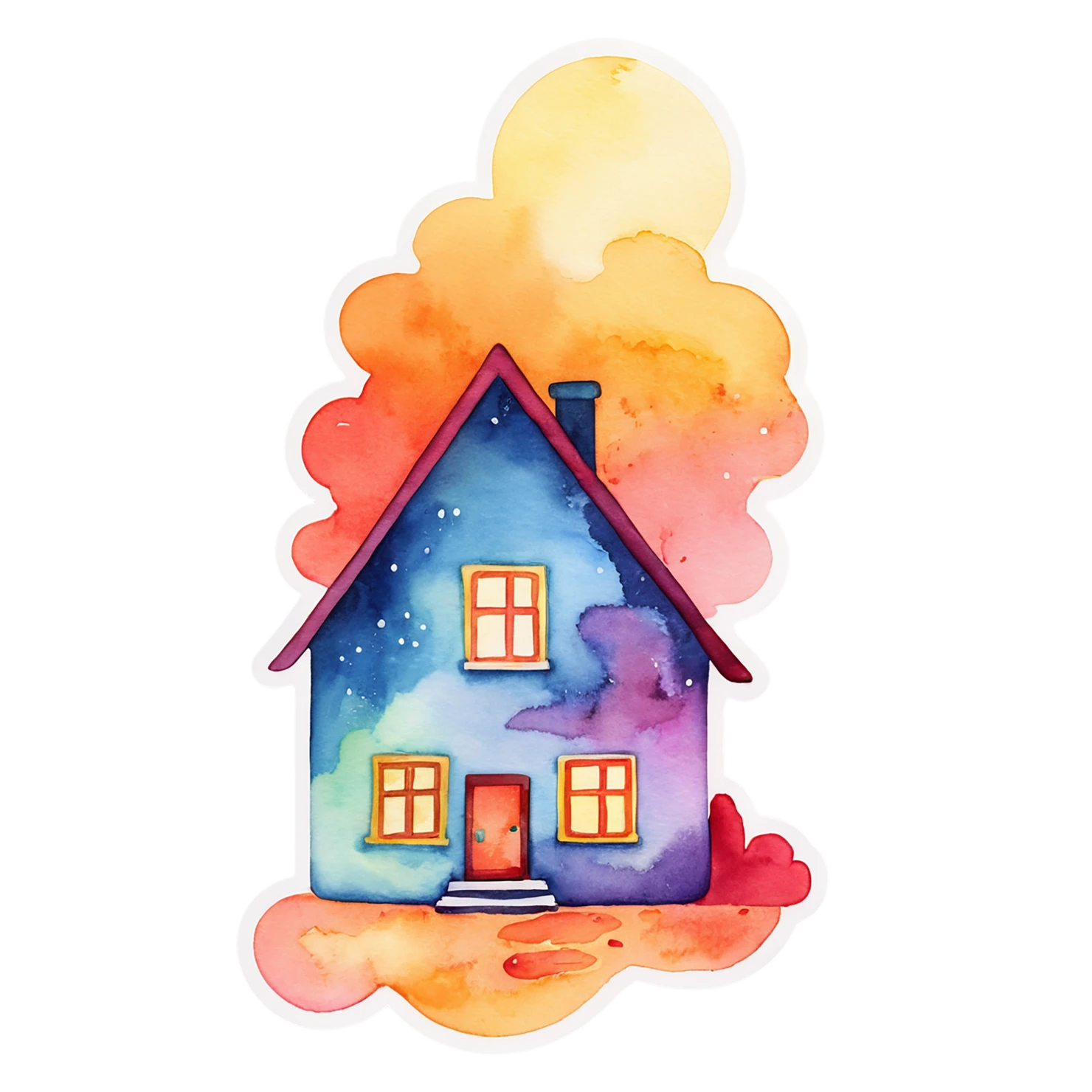 House watercolor sticker isolated on transparent background #19257