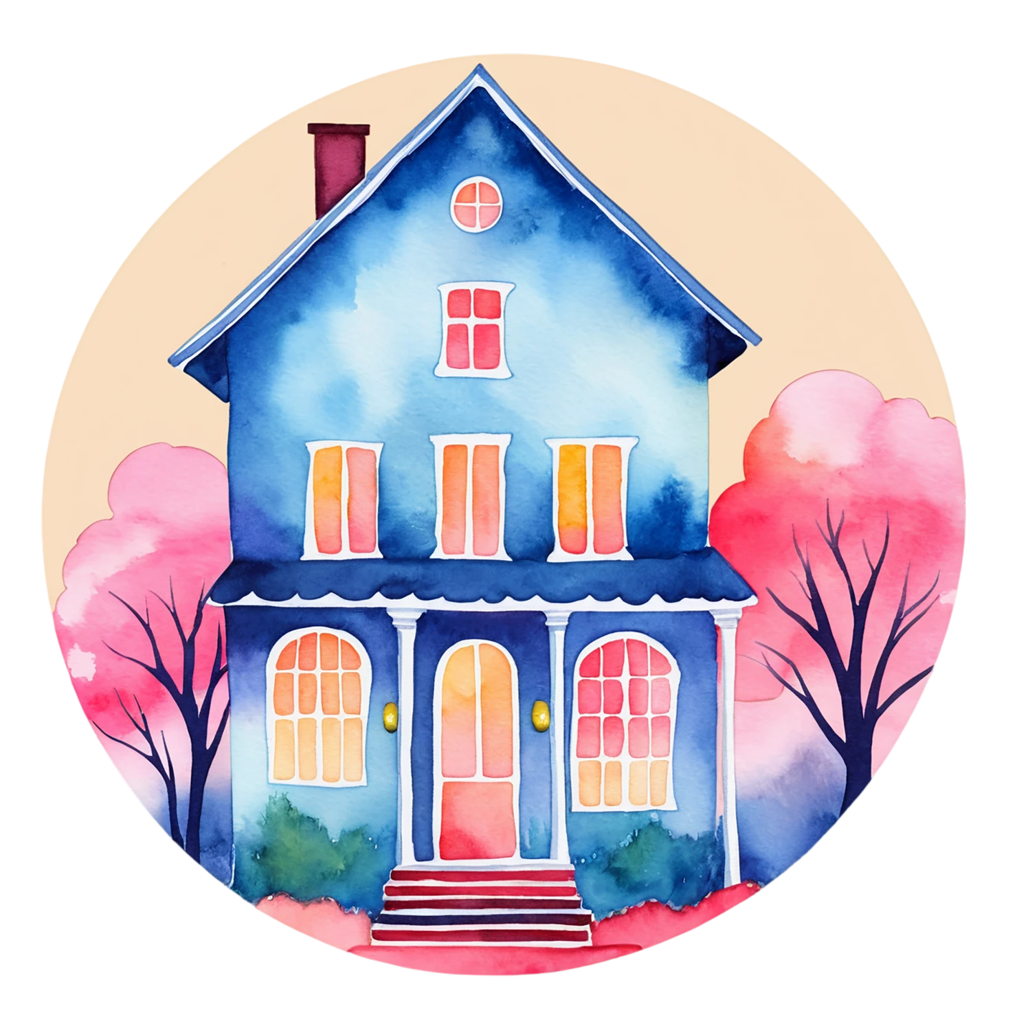 House watercolor sticker isolated on transparent background #19258