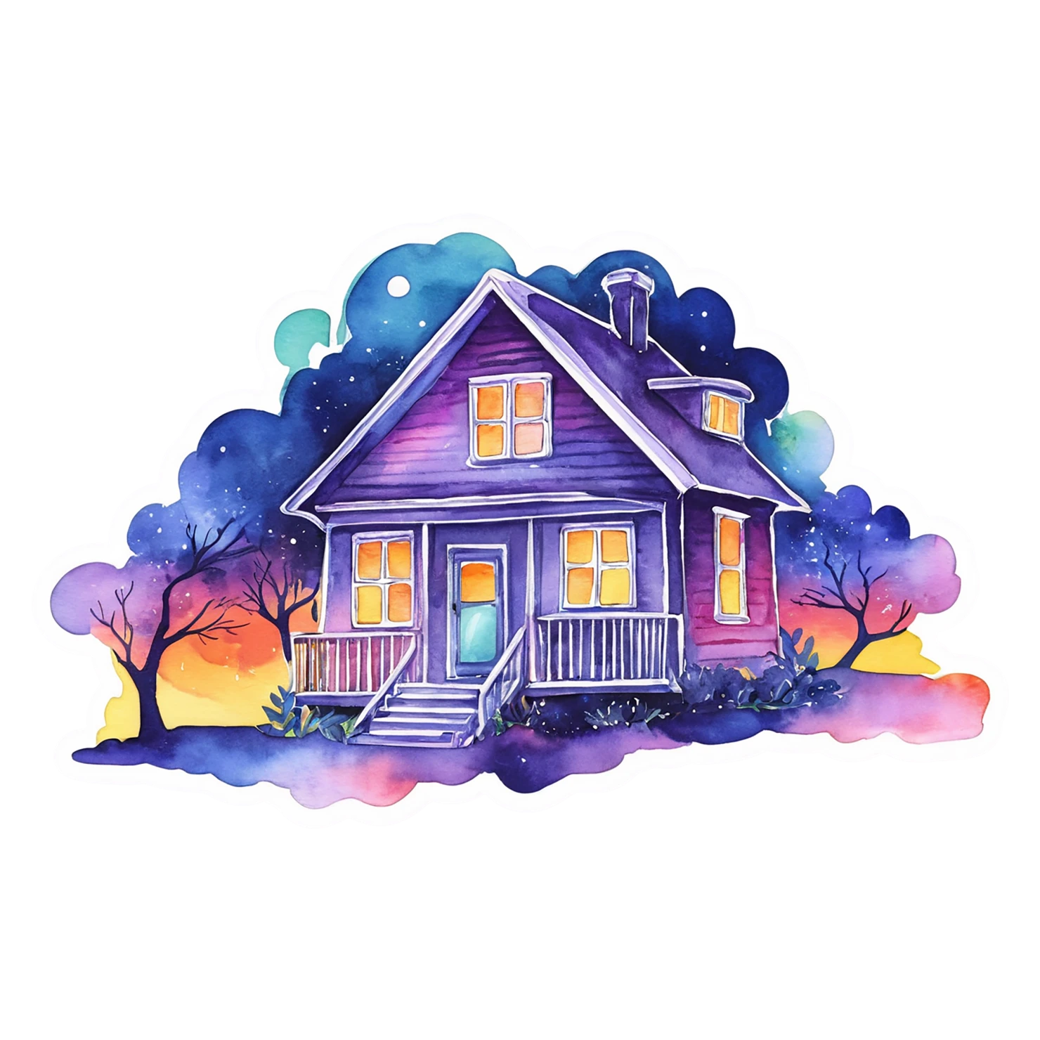 House watercolor sticker isolated on transparent background #19259