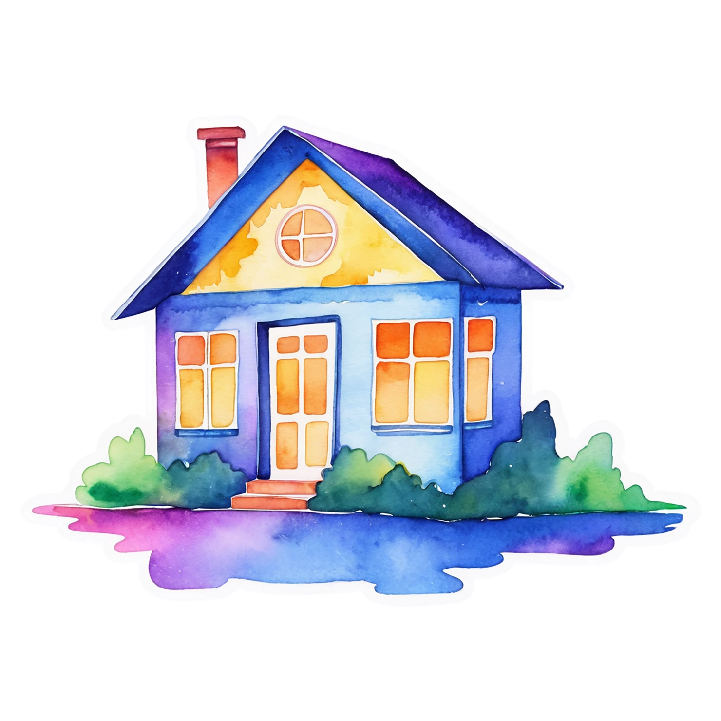 House watercolor sticker isolated on transparent background #19261