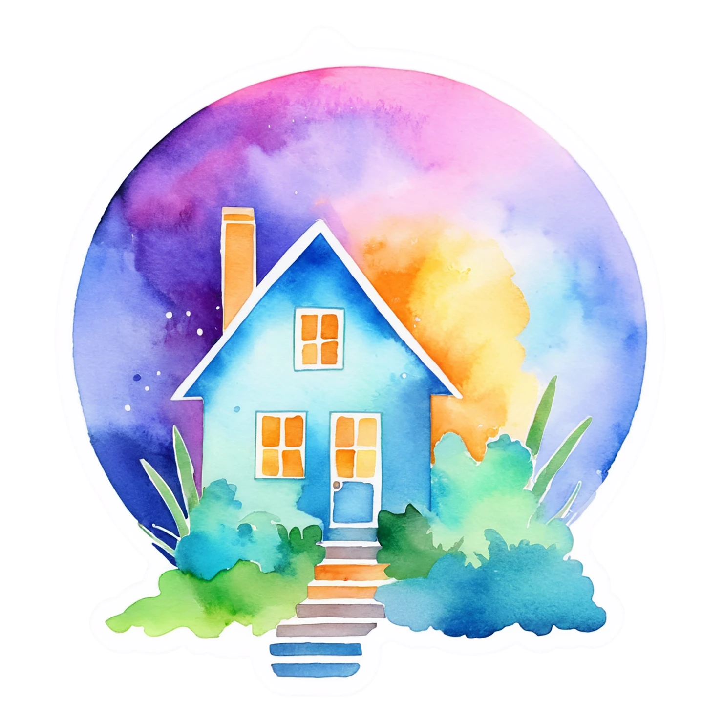 House watercolor sticker isolated on transparent background #19262