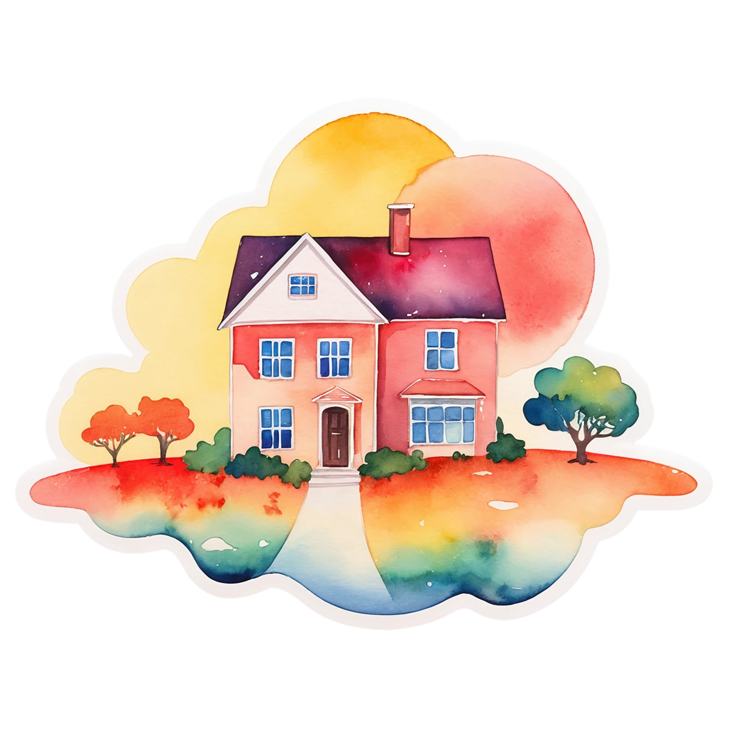 House watercolor sticker isolated on transparent background #19263