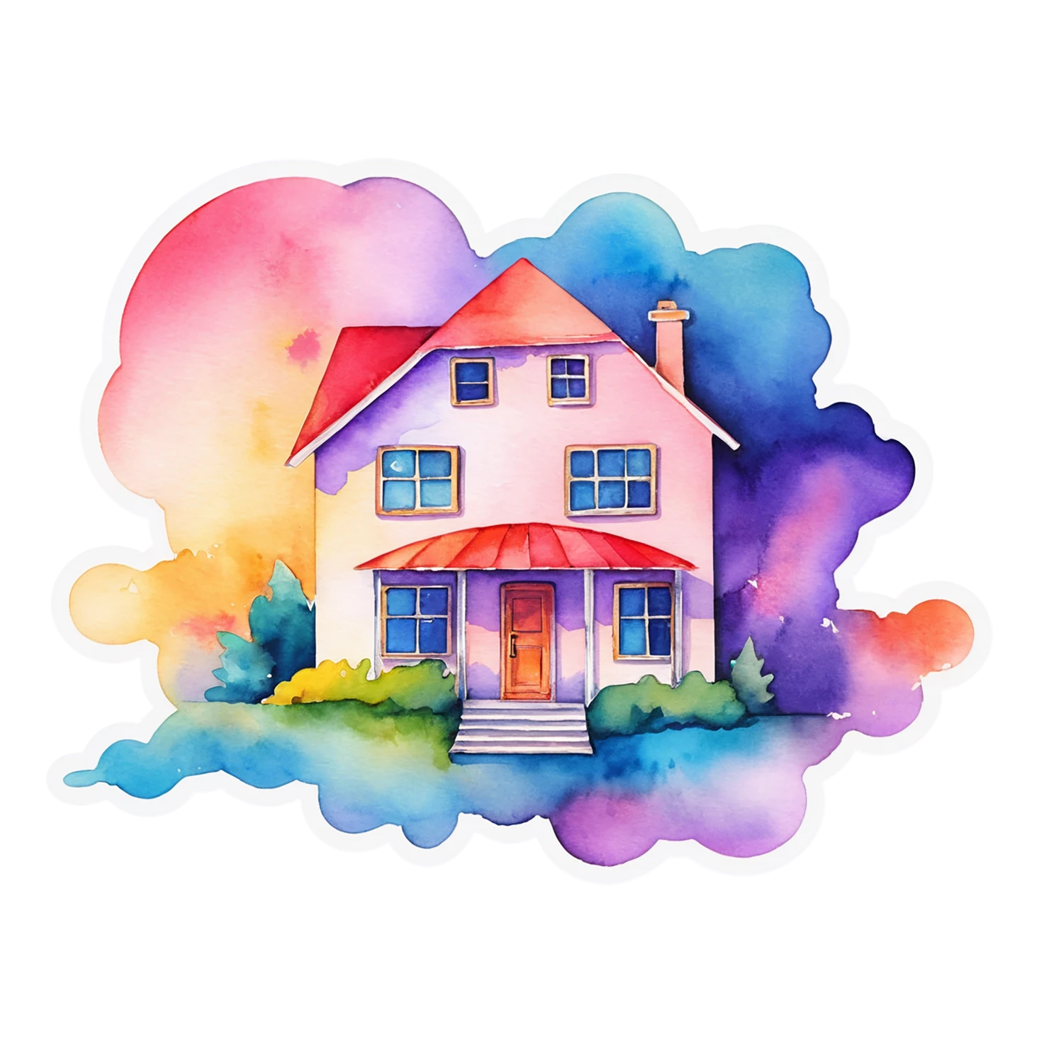 House watercolor sticker isolated on transparent background #19265