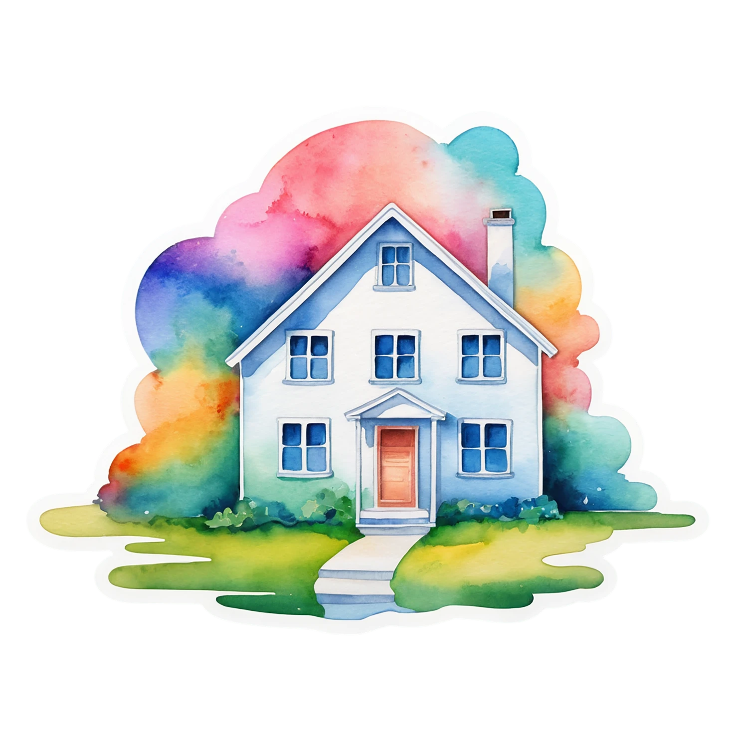House watercolor sticker isolated on transparent background #19271