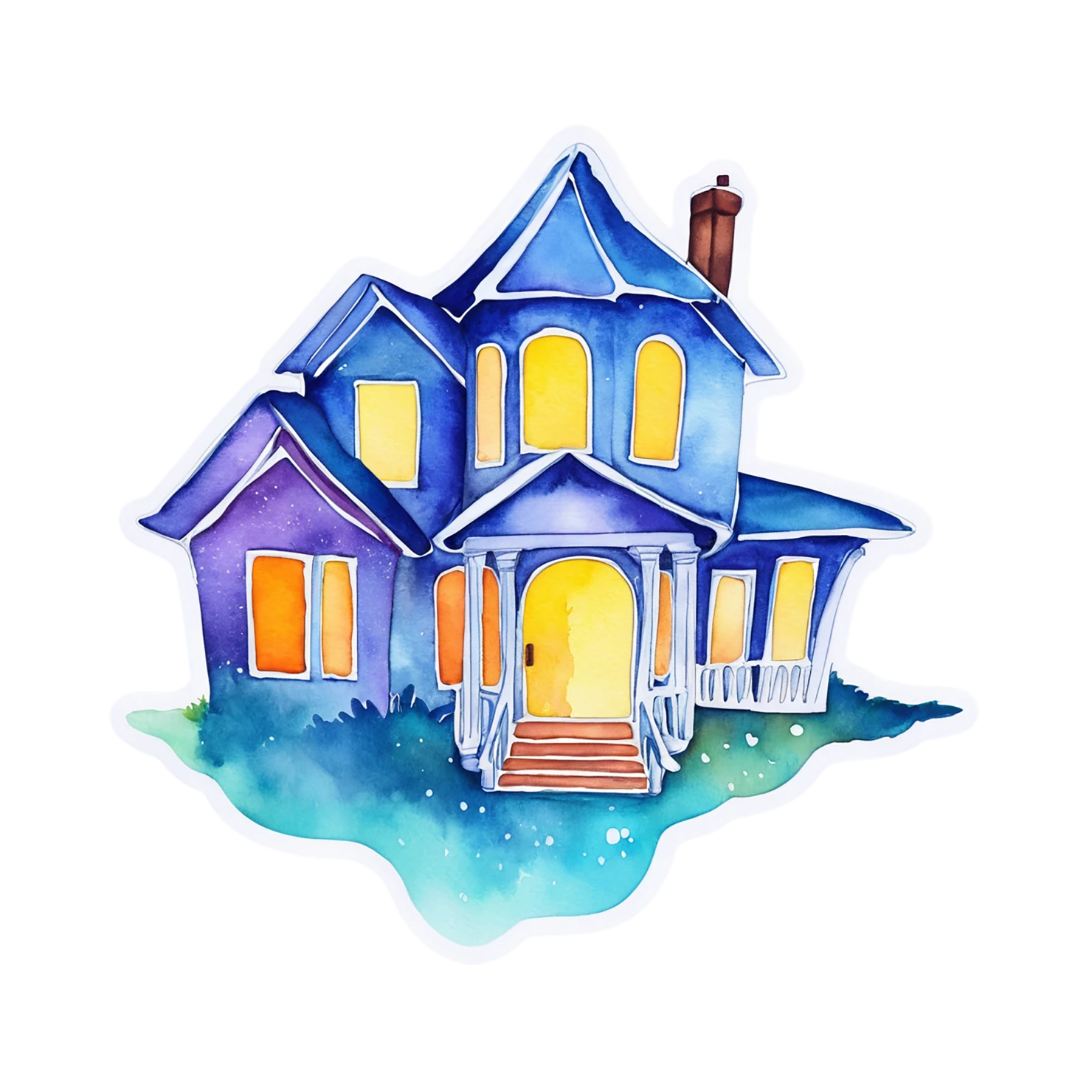 House watercolor sticker isolated on transparent background #19273