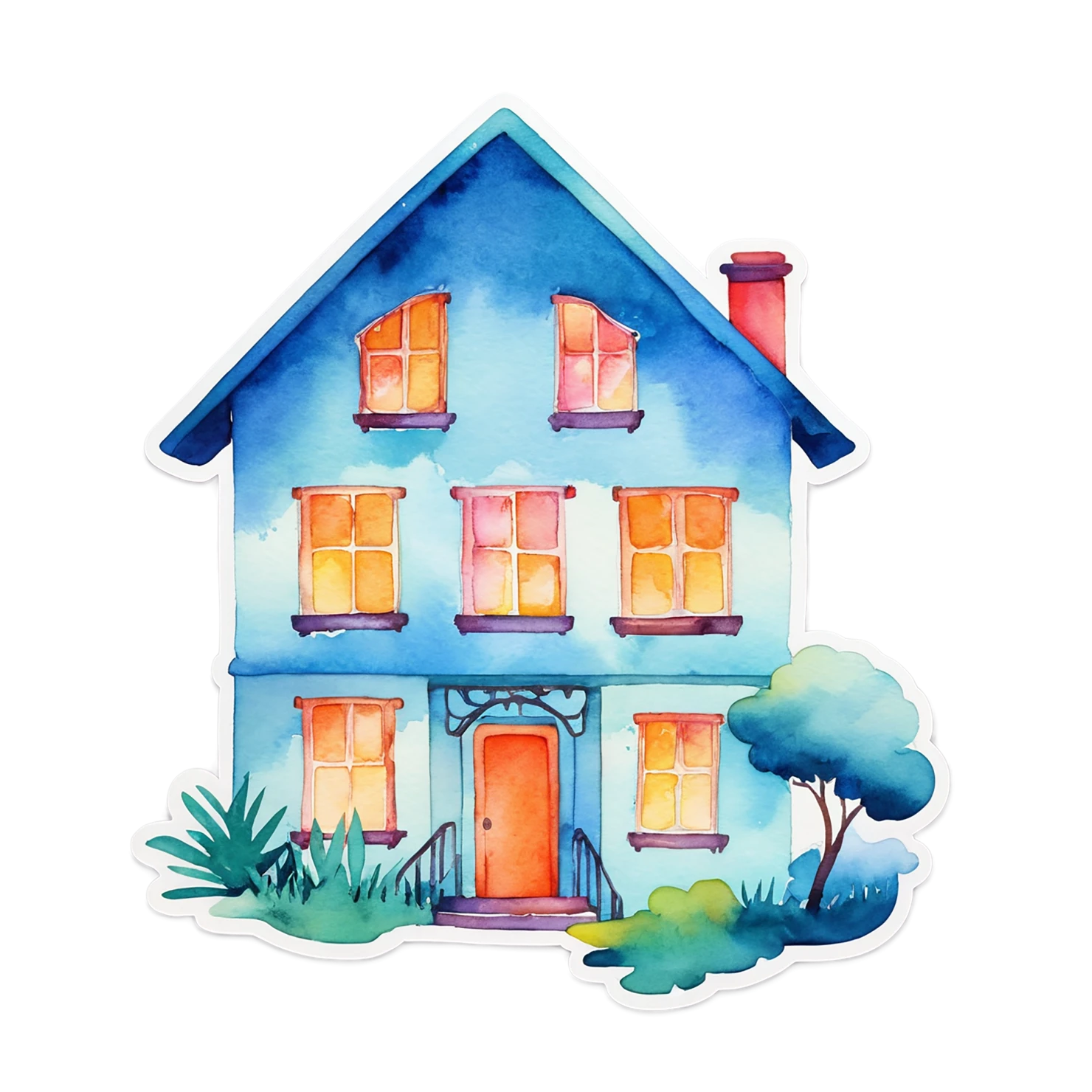 House watercolor sticker isolated on transparent background #19277